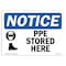 Signmission OSHA Notice Sign, PPE Stored Here With Symbol, 10in X 7in Rigid Plastic, 10" W, 7" H, Landscape OS-NS-P-710-L-17776 - alternate 1